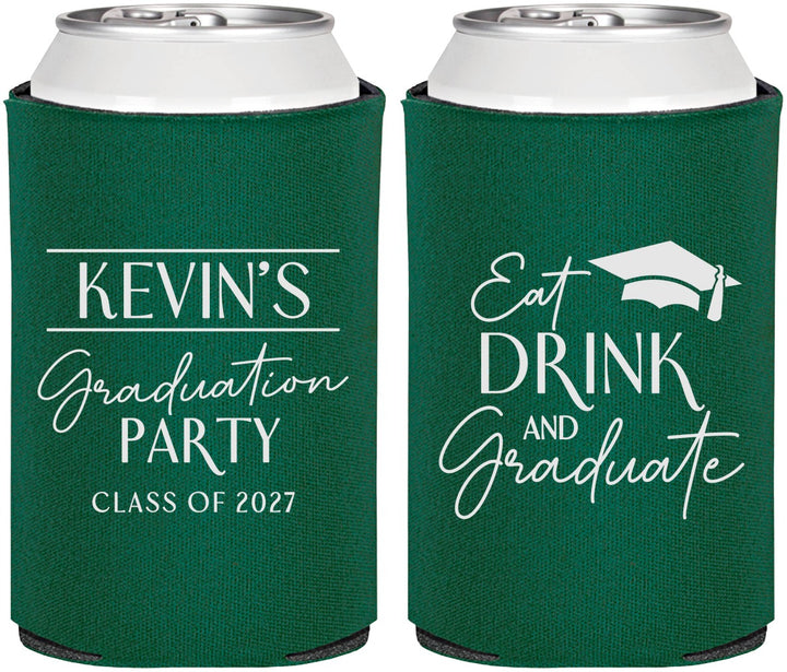 Personalized Graduation Can Coolers - Class Of 2027 Eat Drink Graduate | 130043