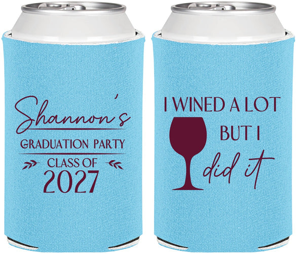 Personalized Graduation Can Coolers - Class Of 2027 Wined A Lot | 130044