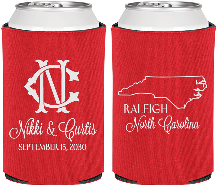 Personalized Wedding Can Coolers - North Carolina | 132