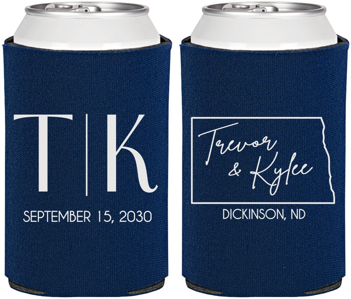 Personalized Wedding Can Coolers - North Dakota | 133