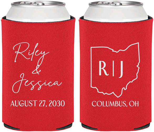Personalized Wedding Can Coolers - Ohio | 134