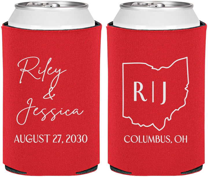 Personalized Wedding Can Coolers - Ohio | 134