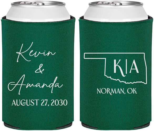 Personalized Wedding Can Coolers - Oklahoma | 135
