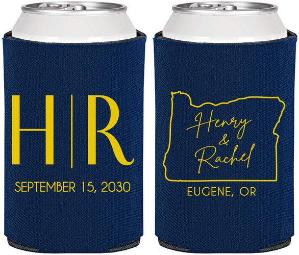 Personalized Wedding Can Coolers - Oregon | 136