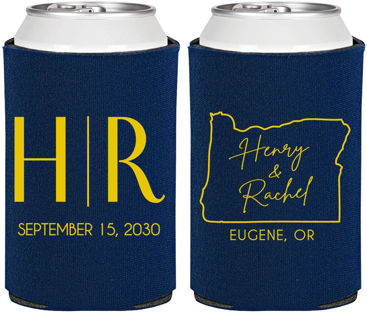 Personalized Wedding Can Coolers - Oregon | 136