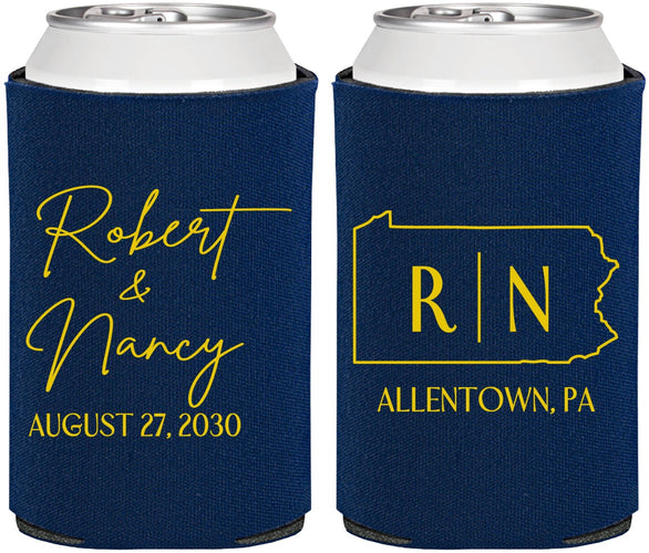 Personalized Wedding Can Coolers - Pennsylvania | 137