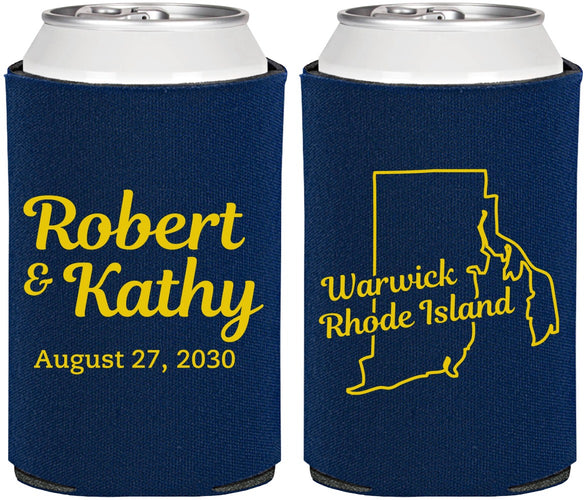 Personalized Wedding Can Coolers - Rhode Island | 138