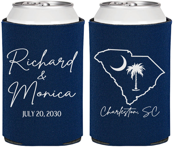 Personalized Wedding Can Coolers - South Carolina | 139