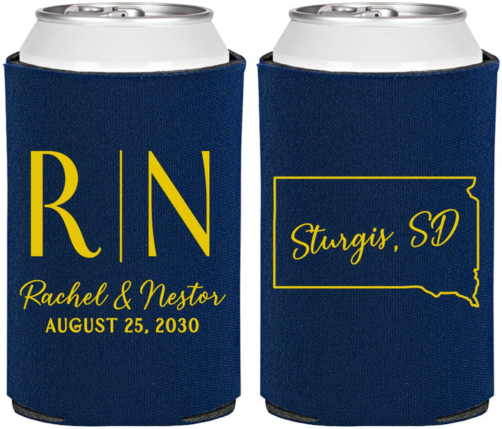 Personalized Wedding Can Coolers - South Dakota | 140