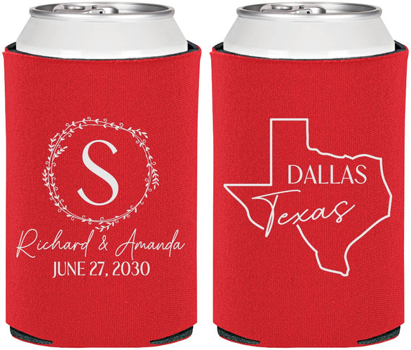 Personalized Wedding Can Coolers - Texas | 142