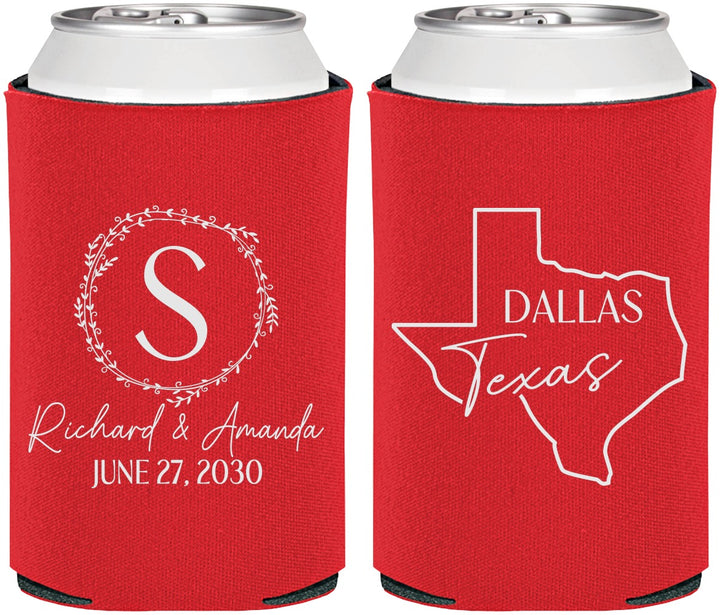 Personalized Wedding Can Coolers - Texas | 142