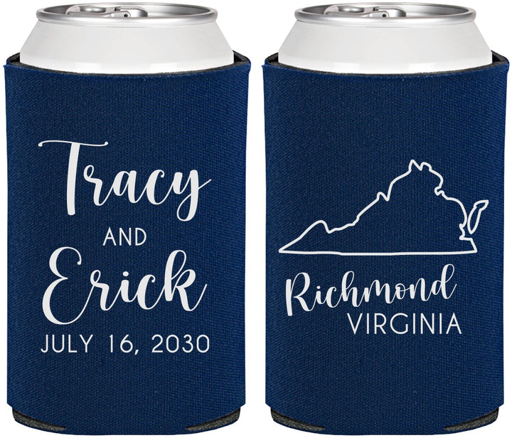 Personalized Wedding Can Coolers - Virginia | 145