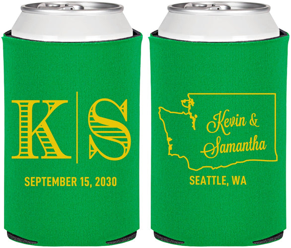 Personalized Wedding Can Coolers - Washington | 146