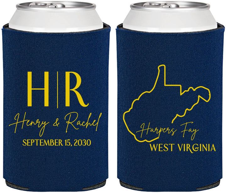 Personalized Wedding Can Coolers - West Virginia | 147