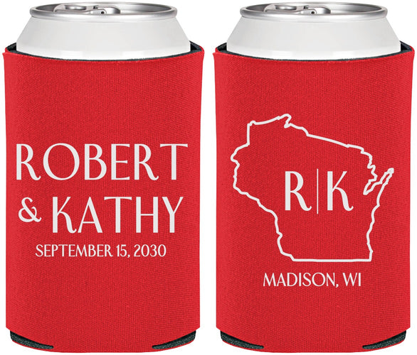 Personalized Wedding Can Coolers - Wisconsin | 148