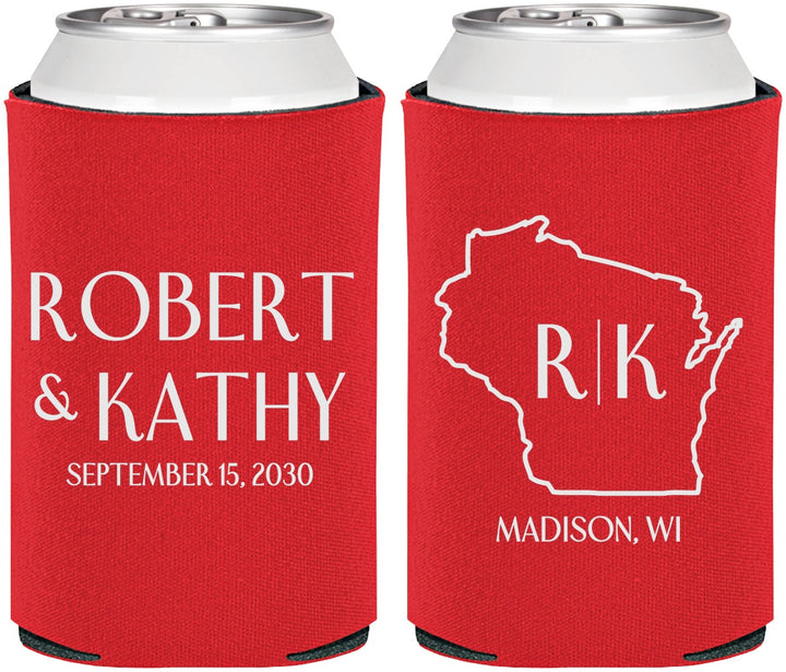 Personalized Wedding Can Coolers - Wisconsin | 148
