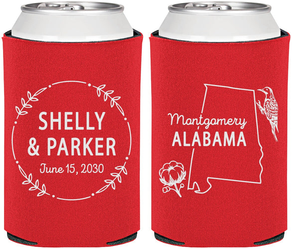 Personalized Wedding Can Coolers - Alabama | 150