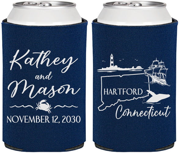 Personalized Wedding Can Coolers - Connecticut | 156