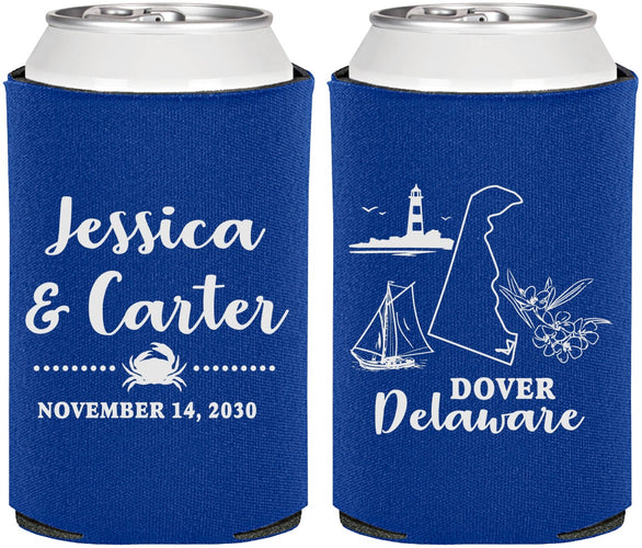 Personalized Wedding Can Coolers - Delaware | 157