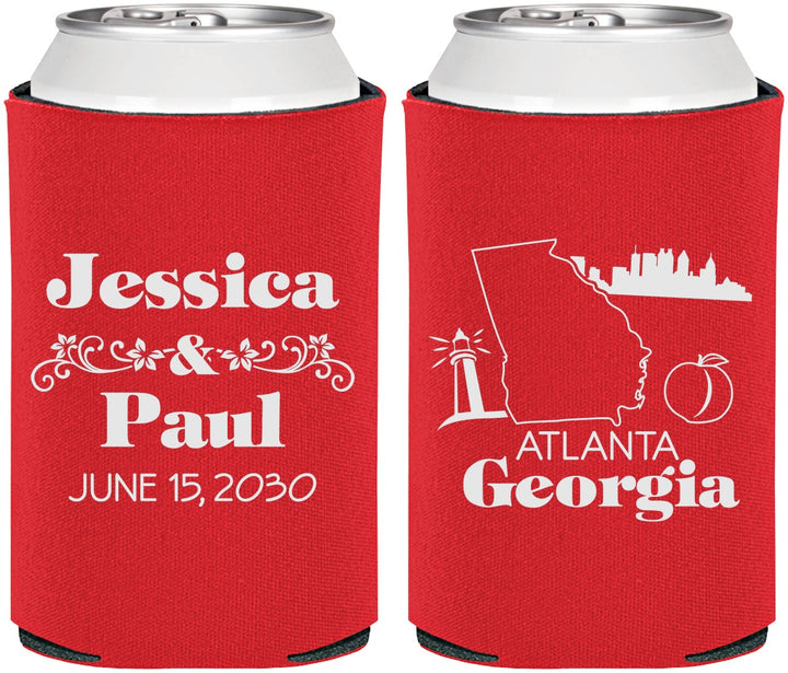 Personalized Wedding Can Coolers - Georgia | 159
