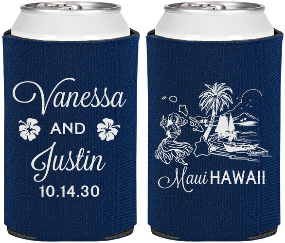Personalized Wedding Can Coolers - Hawaii | 160