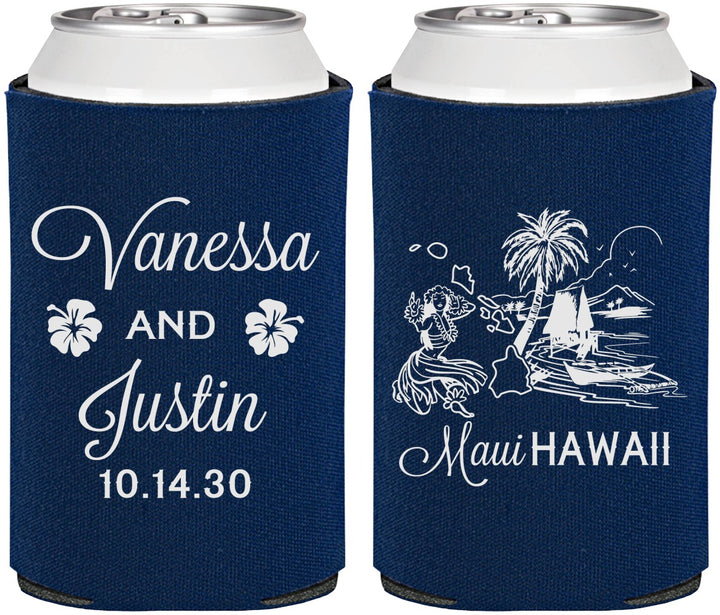 Personalized Wedding Can Coolers - Hawaii | 160