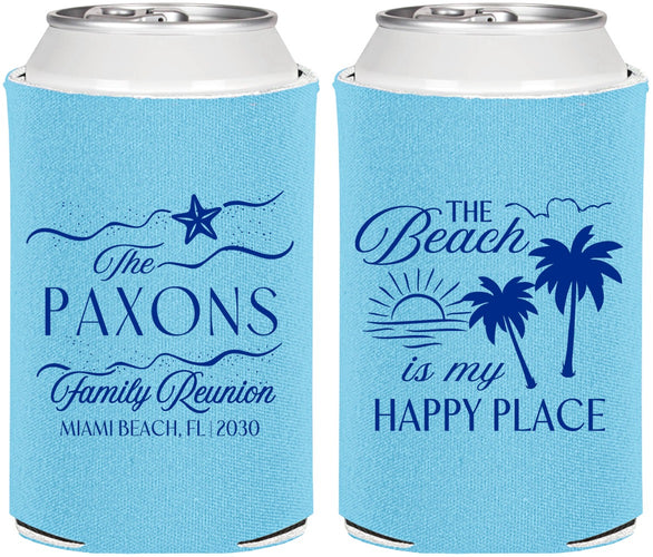 Personalized Family Reunion Can Coolers - Beach Is My Happy Place | 160016