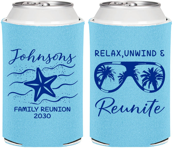 Personalized Family Reunion Can Coolers - Relax Unwind Reunite | 160019