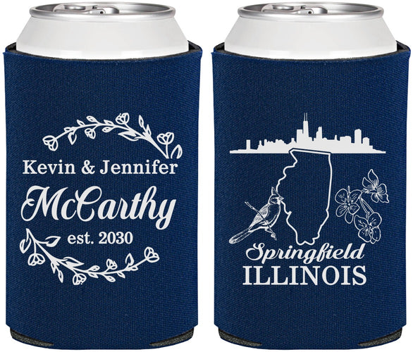 Personalized Wedding Can Coolers - Illinois | 162