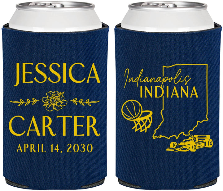 Personalized Wedding Can Coolers - Indiana | 163