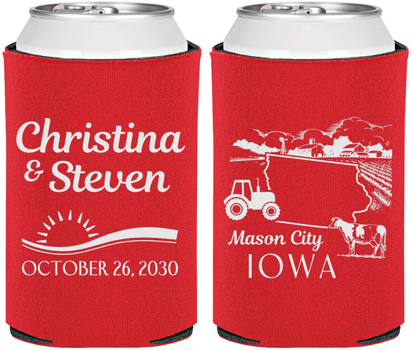 Personalized Wedding Can Coolers - Iowa | 164
