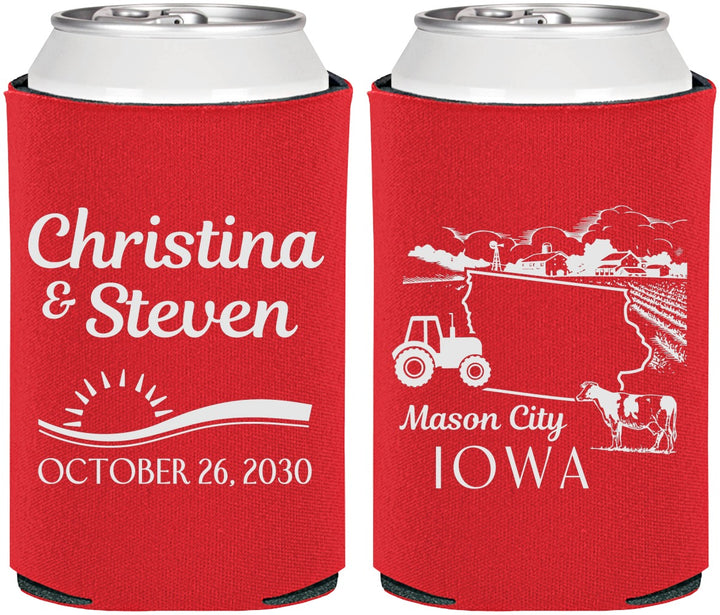 Personalized Wedding Can Coolers - Iowa | 164