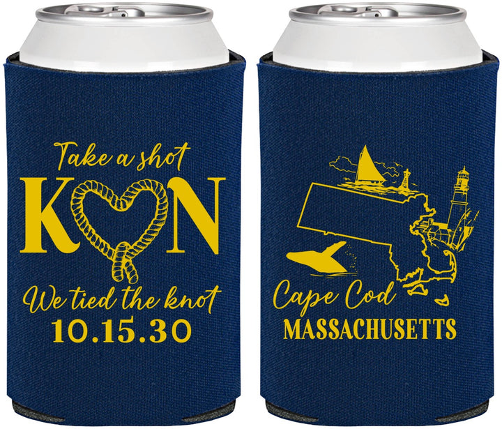 Personalized Wedding Can Coolers - Massachusetts | 170