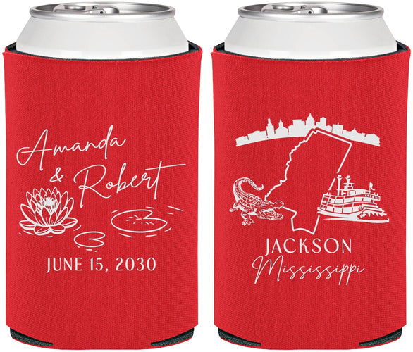 Personalized Wedding Can Coolers - Mississippi | 173
