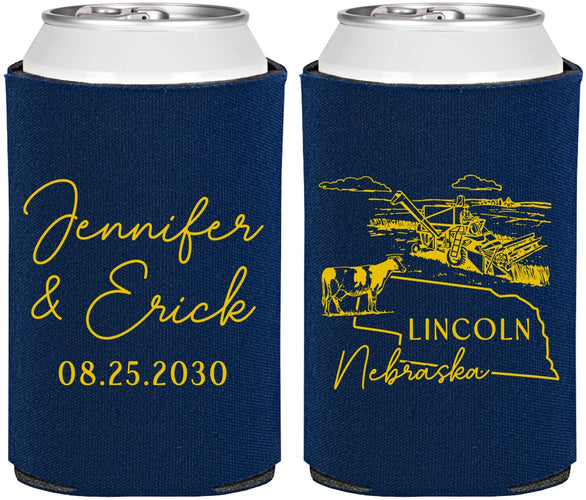 Personalized Wedding Can Coolers - Nebraska | 176