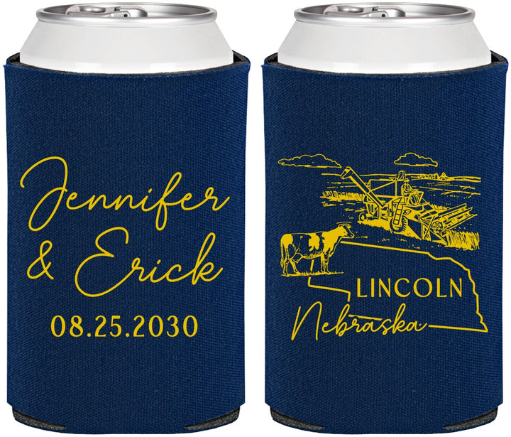 Personalized Wedding Can Coolers - Nebraska | 176