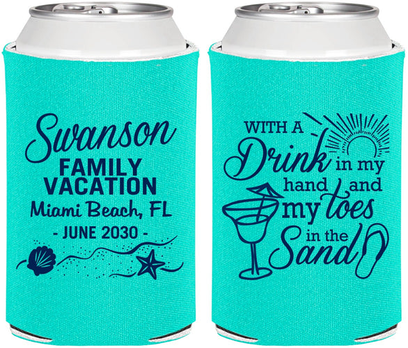 Personalized Family Vacation Can Coolers - Beach Toes In The Sand | 180000