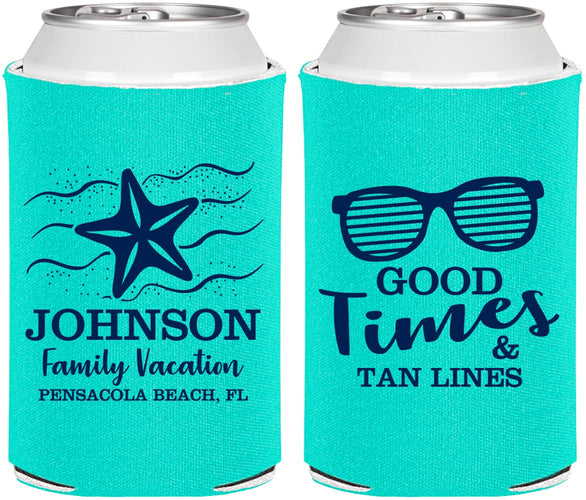 Personalized Family Vacation Can Coolers - Good Times Tan Lines | 180003