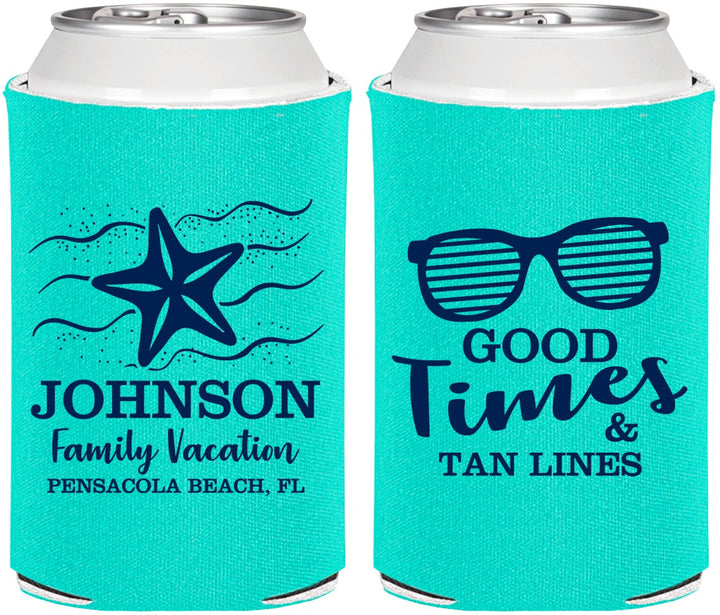 Personalized Family Vacation Can Coolers - Good Times Tan Lines | 180003