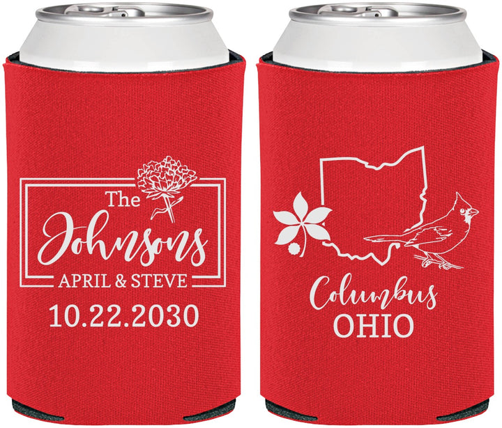 Personalized Wedding Can Coolers - Ohio | 184