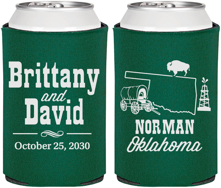 Personalized Wedding Can Coolers - Oklahoma | 185
