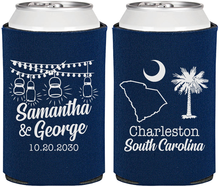 Personalized Wedding Can Coolers - South Carolina | 189