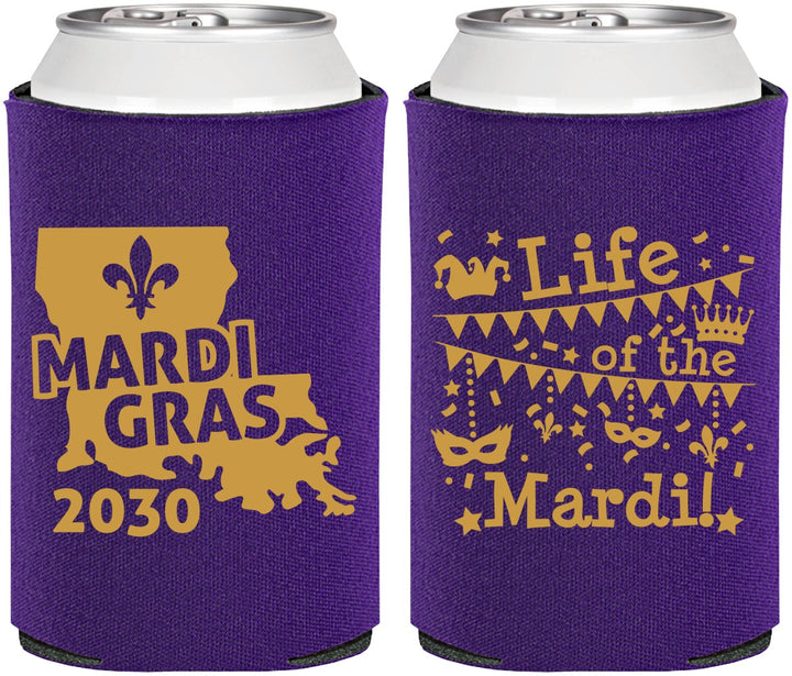 Personalized Mardi Gras Can Coolers - Life Of The Mardi | 190001