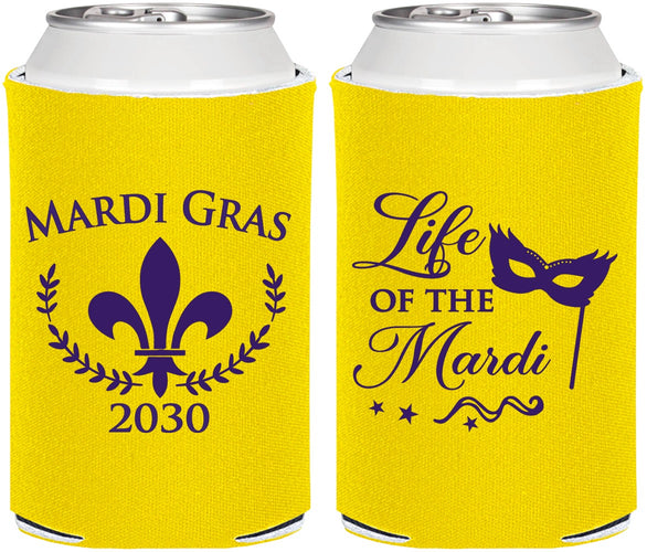 Personalized Mardi Gras Can Coolers - Life Of The Mardi | 190004