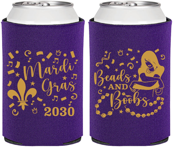 Personalized Mardi Gras Can Coolers - Beads And Boobs | 190005