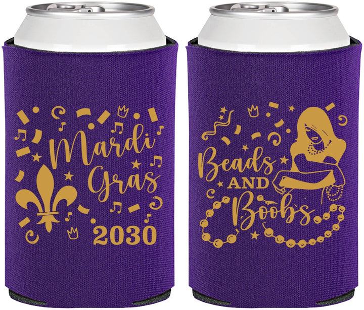 Personalized Mardi Gras Can Coolers - Beads And Boobs | 190005