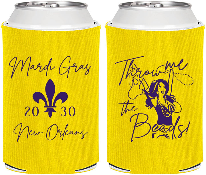 Personalized Mardi Gras Can Coolers - Throw Me The Beads | 190008