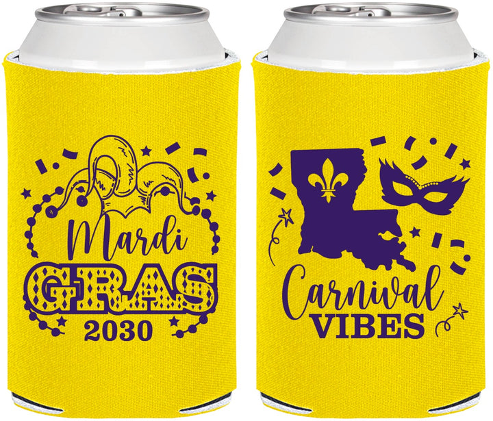 Personalized Mardi Gras Can Coolers - Fleur De Lis Carnaval | 190012