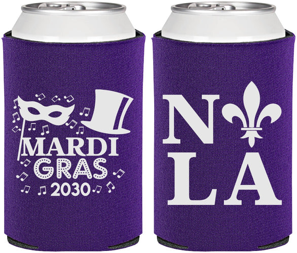 Personalized Mardi Gras Can Coolers - Nola Fleur De Lis | 190014