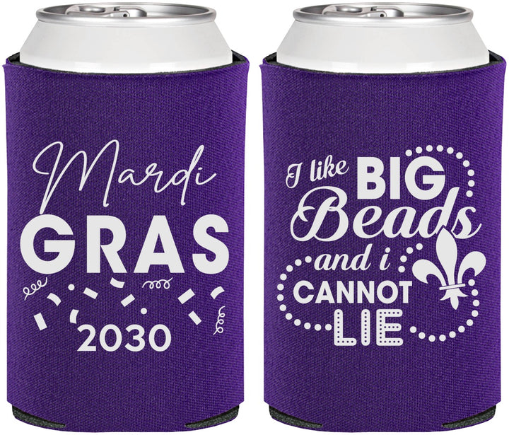 Personalized Mardi Gras Can Coolers - Big Bead Fleur De Lis | 190018